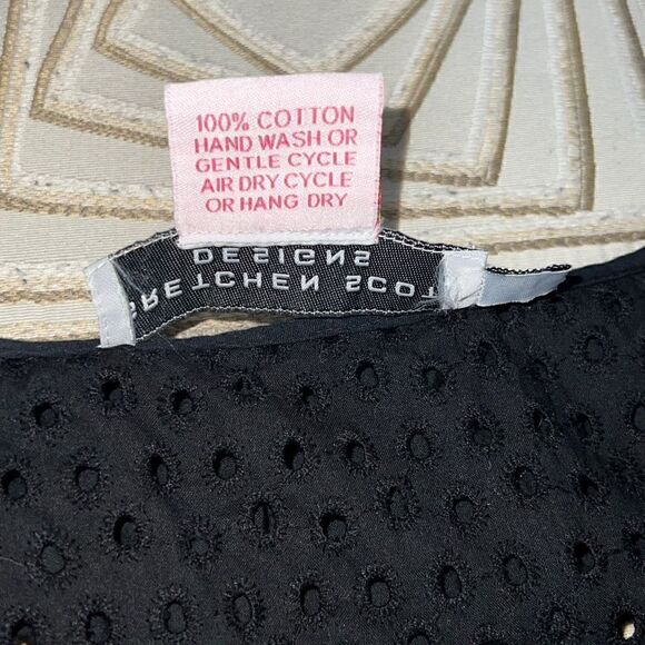 Gretchen Scott Designs Black Eyelet Tunic Swim Coverup Ruffle Neck sz S Small - Picture 5 of 8